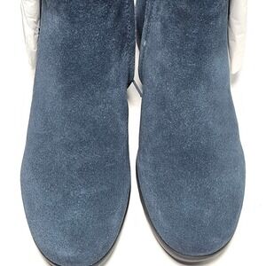 Vaneli Sport Dommie Navy Suede Ankle Boots Side Zip Wedge Booties Womens 6M